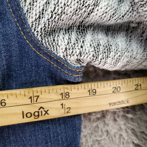 Torrid Jacket Womens 0X Blue Denim Jacket With Knit Sleeves - Picture 6 of 9